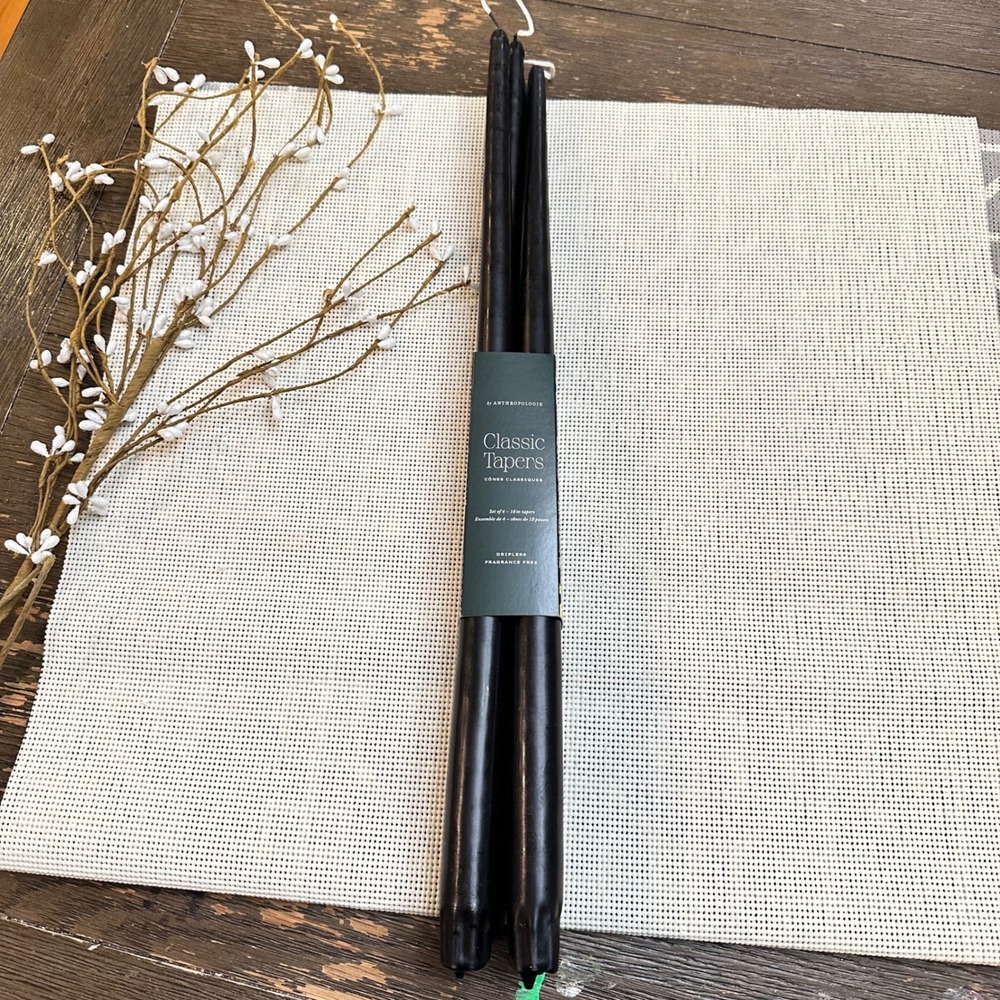 by Anthropologie Classic Tapers‎ 18" Candles Set of 4 in Black NEW